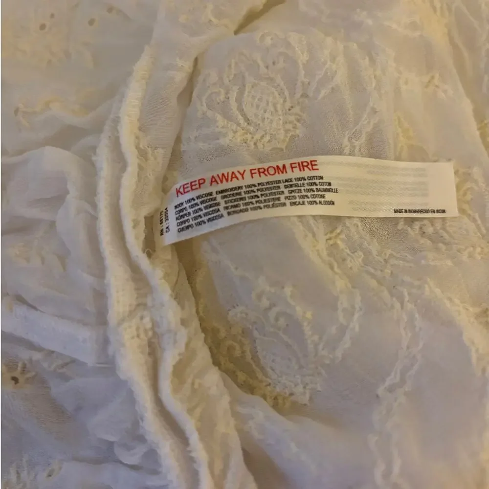 Anthropologie Ivory Boho Lace Tunic Top Small Peasant Crochet Ruffle